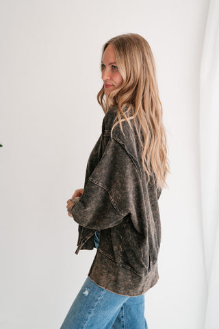 Daydream Oversized Mineral Wash Crewneck - Ash Black