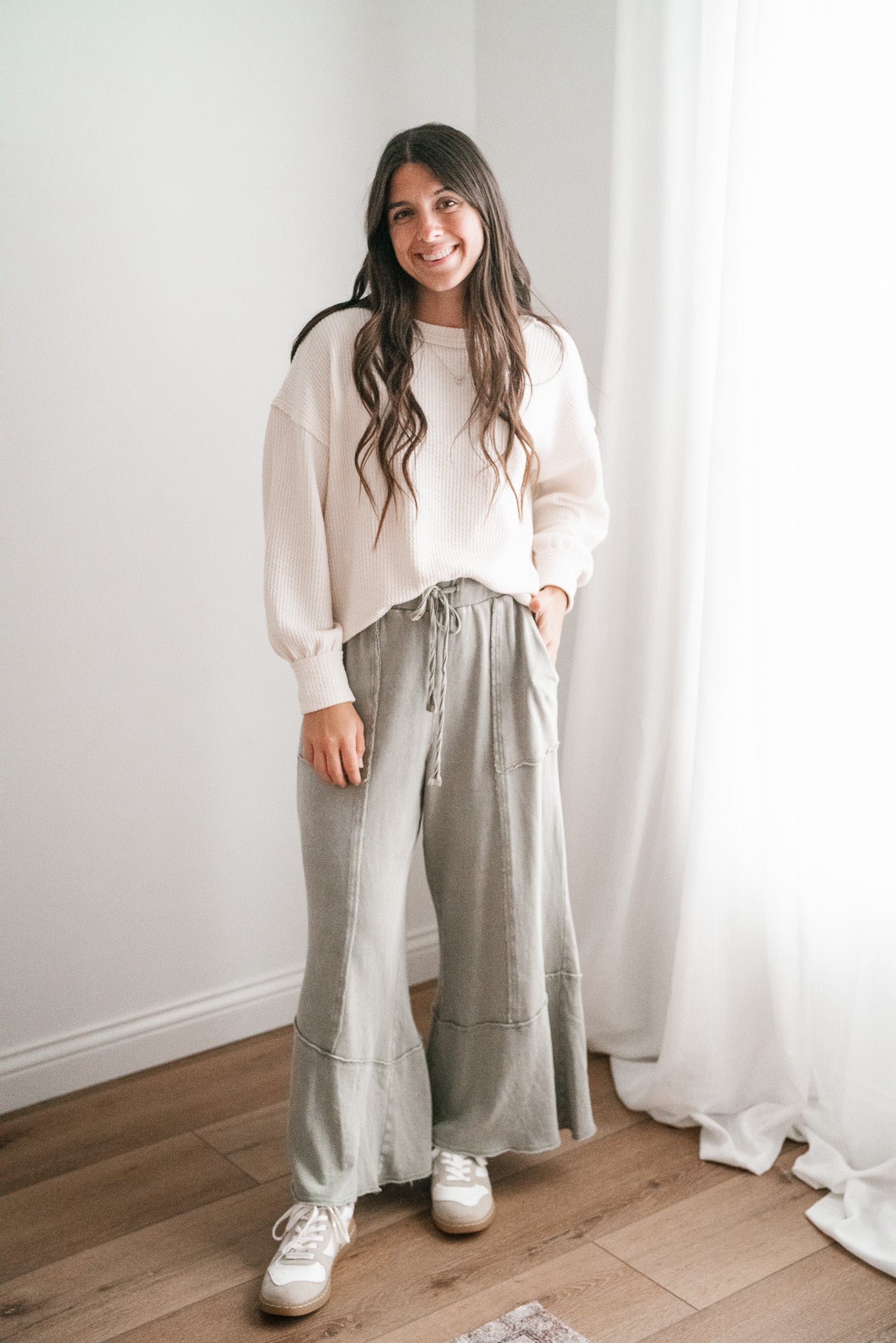 Sweet Life Mineral Wash Pants - Faded Sage