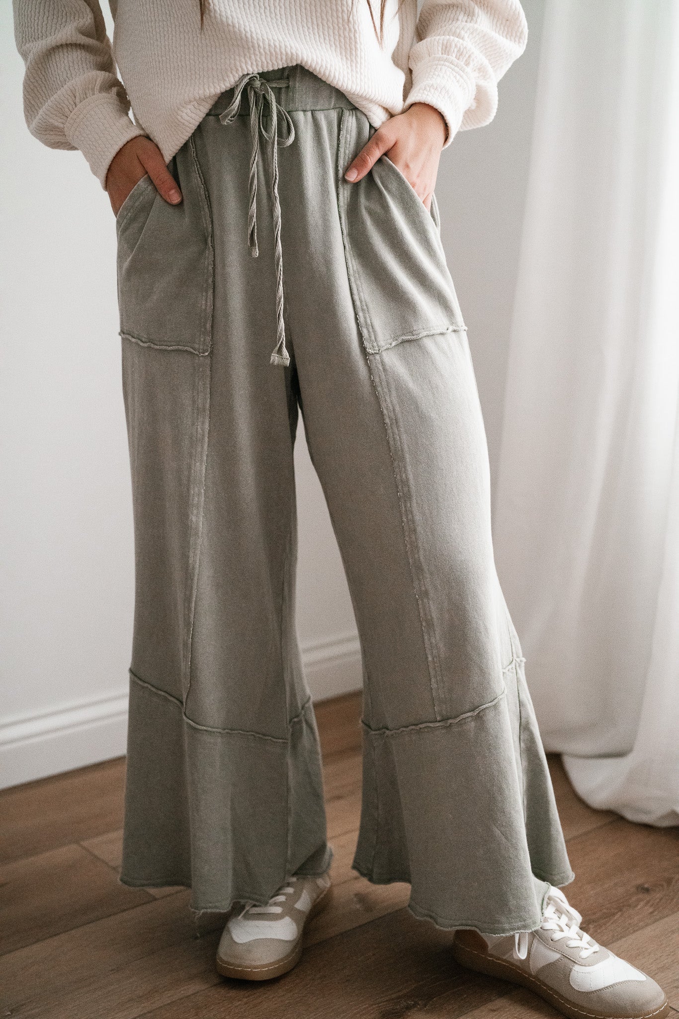 Sweet Life Mineral Wash Pants - Faded Sage