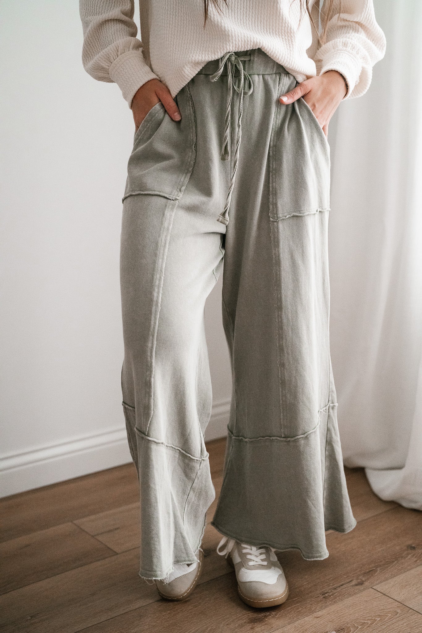 Sweet Life Mineral Wash Pants - Faded Sage