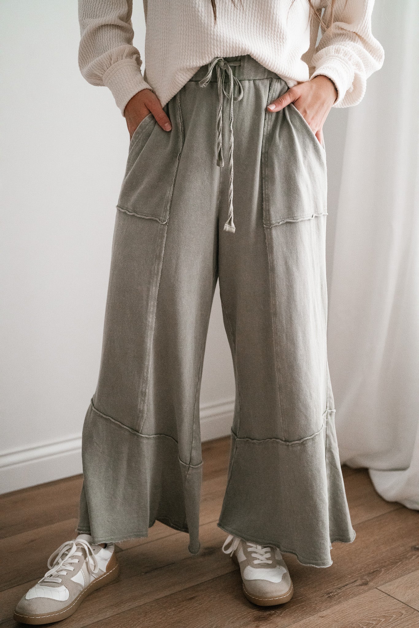 Sweet Life Mineral Wash Pants - Faded Sage