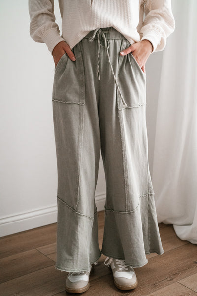 Sweet Life Mineral Wash Pants - Faded Sage