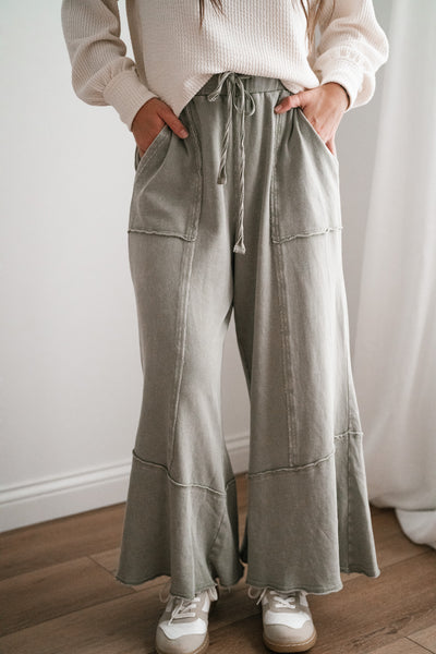 Sweet Life Mineral Wash Pants - Faded Sage