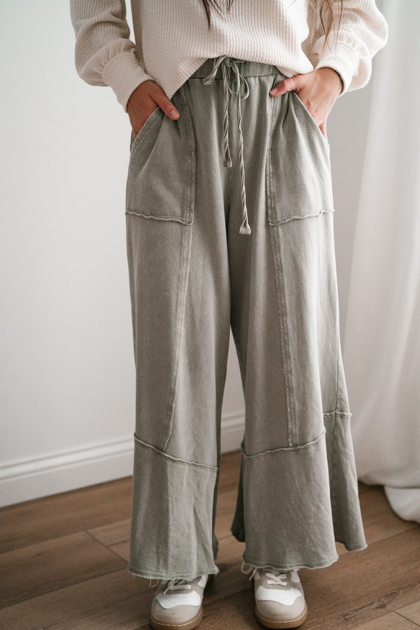 Sweet Life Mineral Wash Pants - Faded Sage