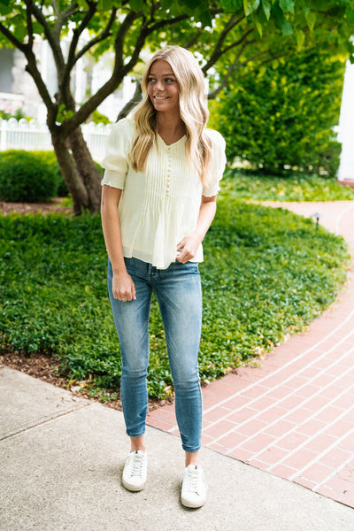 Raina Pleated Button Down Top