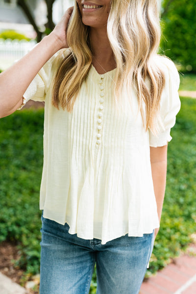 Raina Pleated Button Down Top