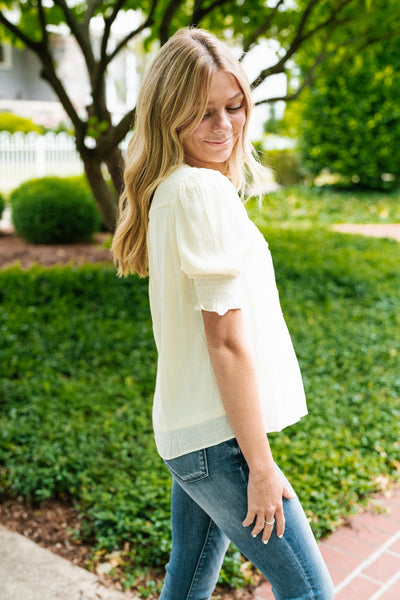 Raina Pleated Button Down Top