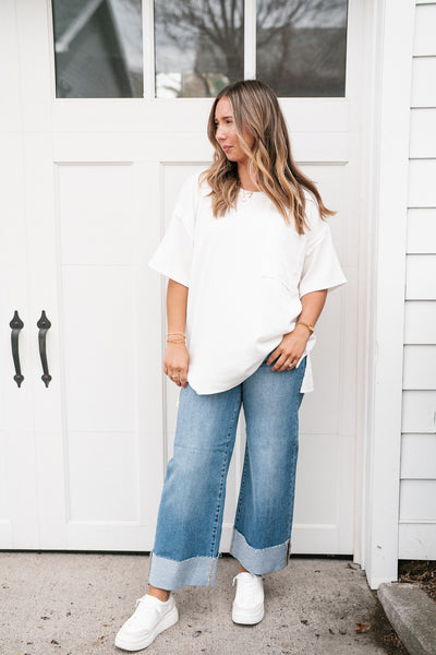Forever Timeless Relaxed Ribbed Top- White