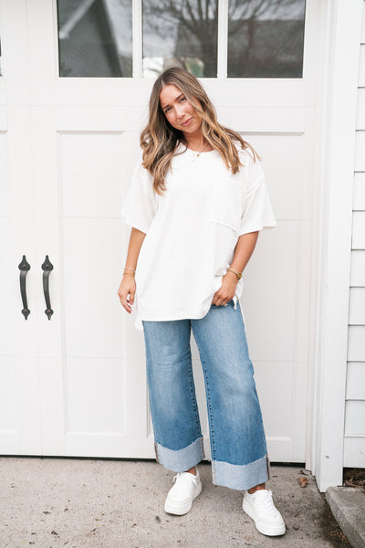 Forever Timeless Relaxed Ribbed Top- White