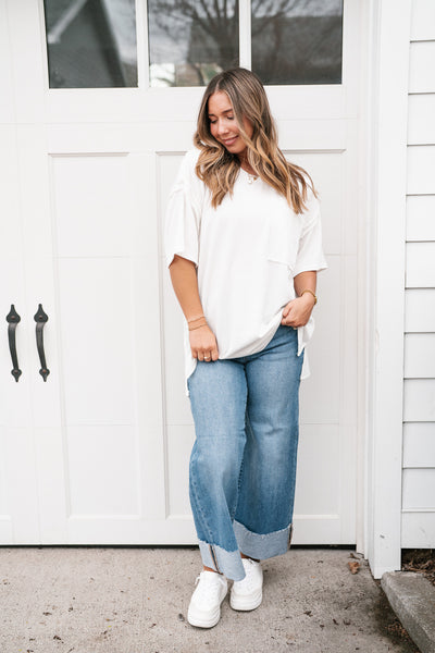 Forever Timeless Relaxed Ribbed Top- White