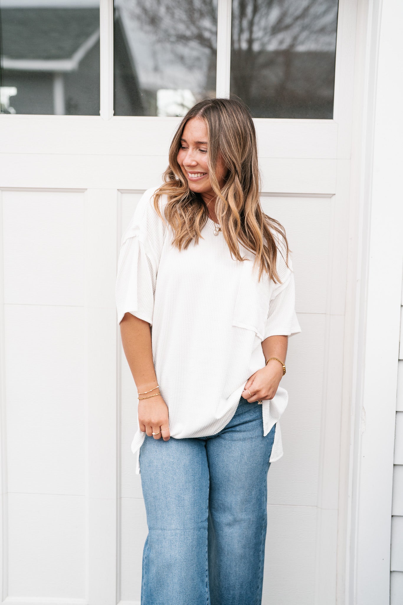 Forever Timeless Relaxed Ribbed Top- White