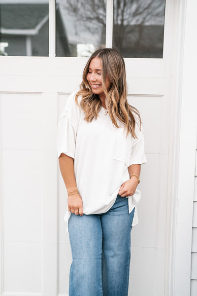 Forever Timeless Relaxed Ribbed Top- White