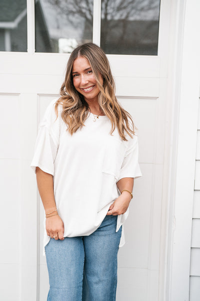 Forever Timeless Relaxed Ribbed Top- White