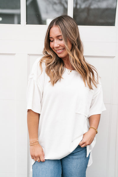 Forever Timeless Relaxed Ribbed Top- White