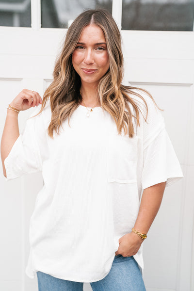 Forever Timeless Relaxed Ribbed Top- White