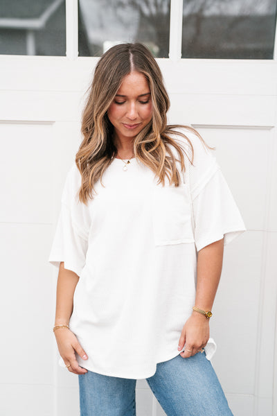 Forever Timeless Relaxed Ribbed Top- White