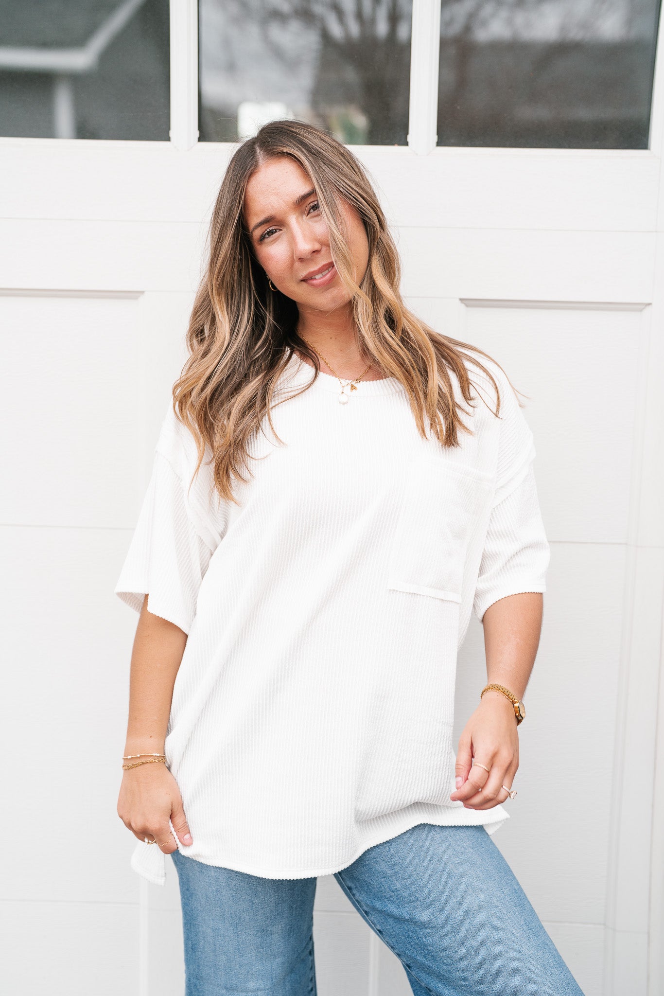 Forever Timeless Relaxed Ribbed Top- White