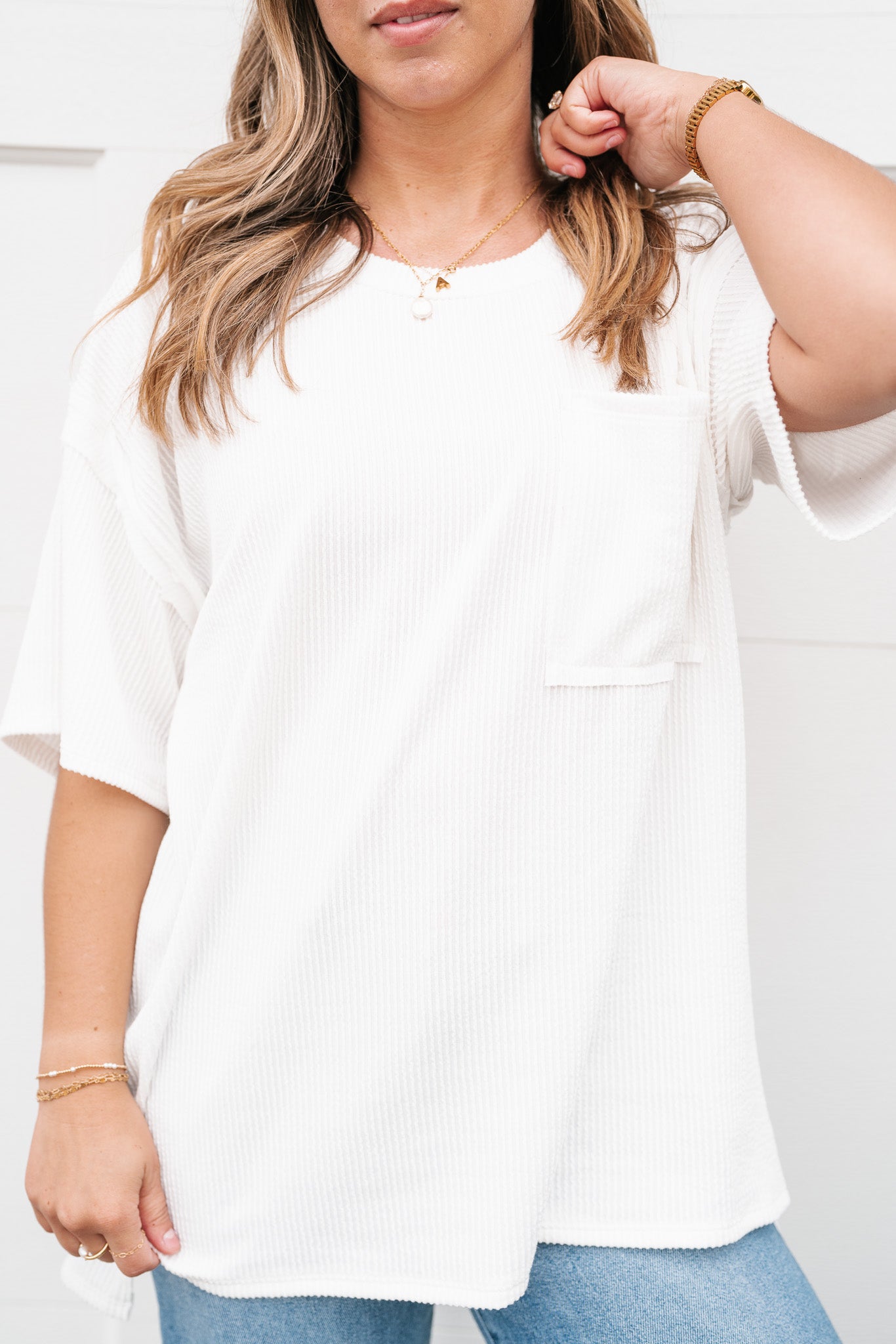 Forever Timeless Relaxed Ribbed Top- White