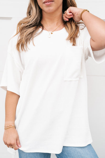 Forever Timeless Relaxed Ribbed Top- White