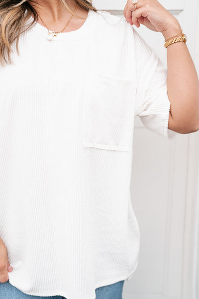 Forever Timeless Relaxed Ribbed Top- White