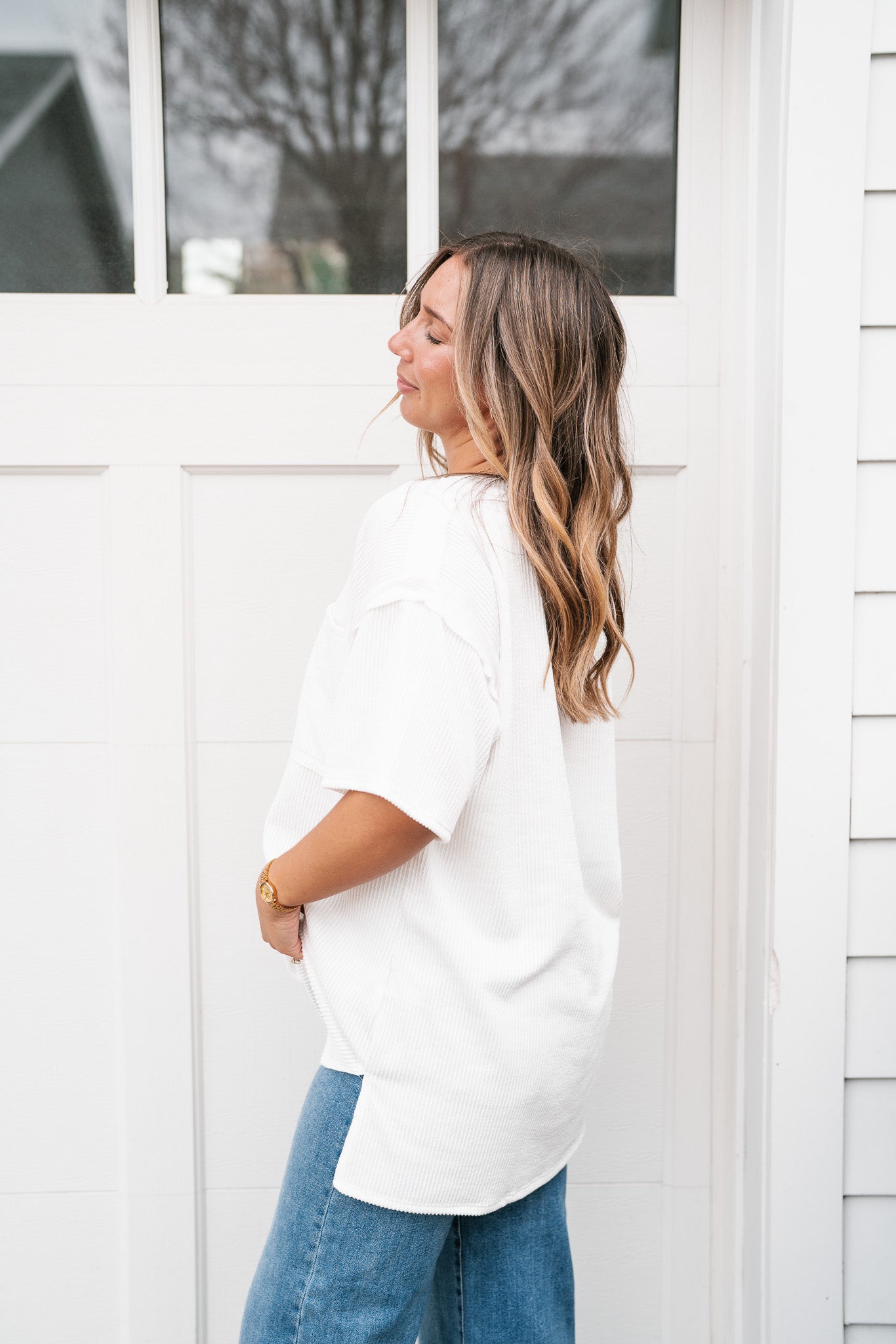 Forever Timeless Relaxed Ribbed Top- White