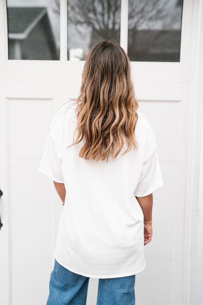 Forever Timeless Relaxed Ribbed Top- White