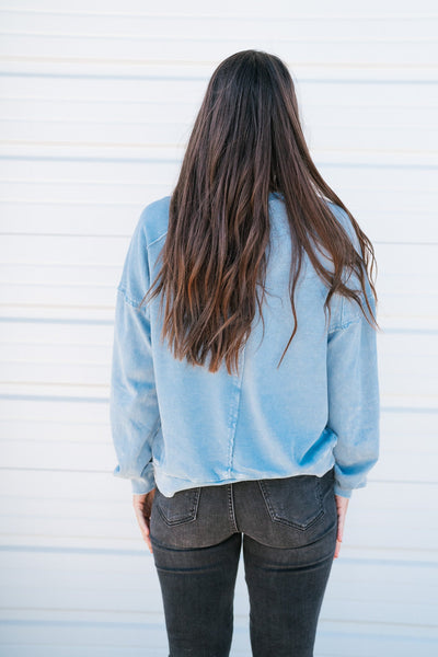 Shooting Star Patch Pullover Top - Blue