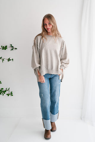 Daydream Oversized Mineral Wash Crewneck - Grey
