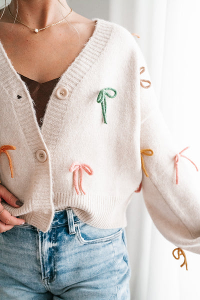 About The Bows Button Up Sweater