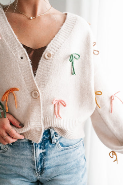 About The Bows Button Up Sweater