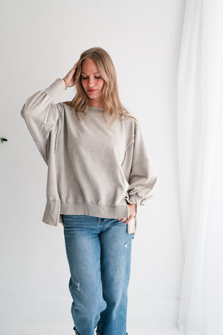 Daydream Oversized Mineral Wash Crewneck - Grey