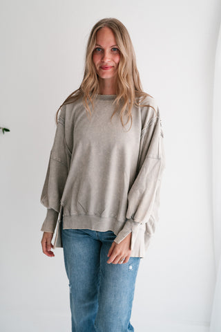 Daydream Oversized Mineral Wash Crewneck - Grey