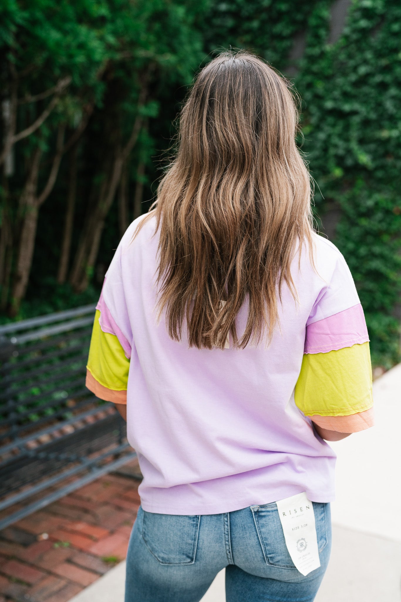 Delighted Color Block Short Sleeve Top- Lavender