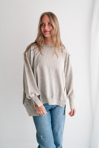 Daydream Oversized Mineral Wash Crewneck - Grey