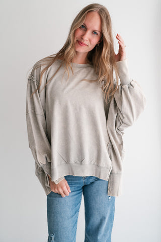 Daydream Oversized Mineral Wash Crewneck - Grey