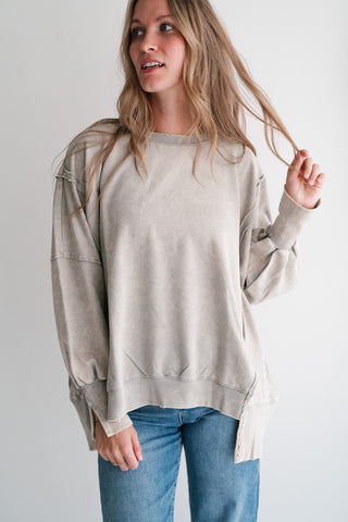 Daydream Oversized Mineral Wash Crewneck - Grey