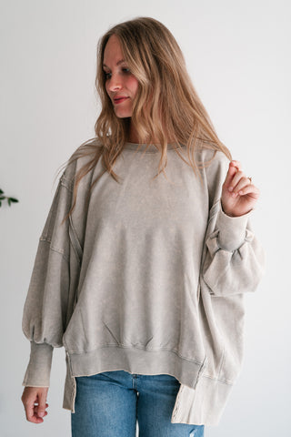 Daydream Oversized Mineral Wash Crewneck - Grey