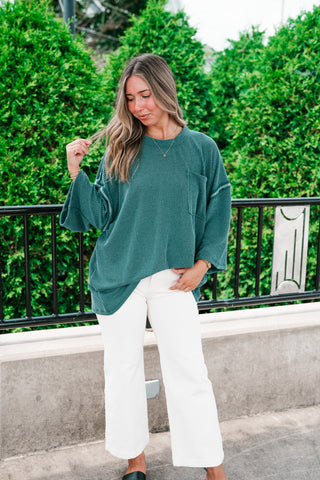 Forever Ideal Ribbed Top - Hunter Green