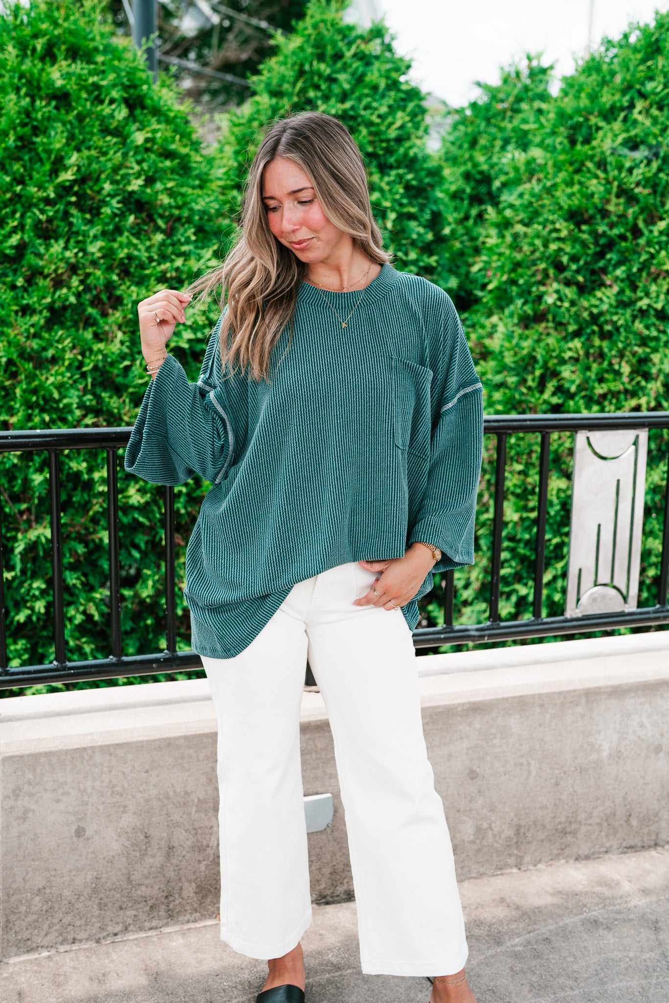 Forever Ideal Ribbed Top - Hunter Green