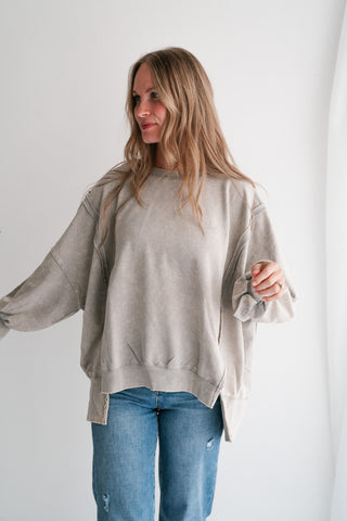 Daydream Oversized Mineral Wash Crewneck - Grey