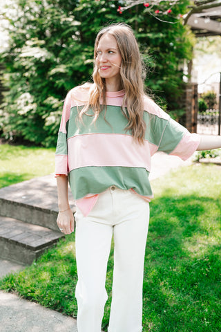Picnic Ready Stripe Top - Light Sage