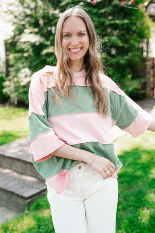 Picnic Ready Stripe Top - Light Sage