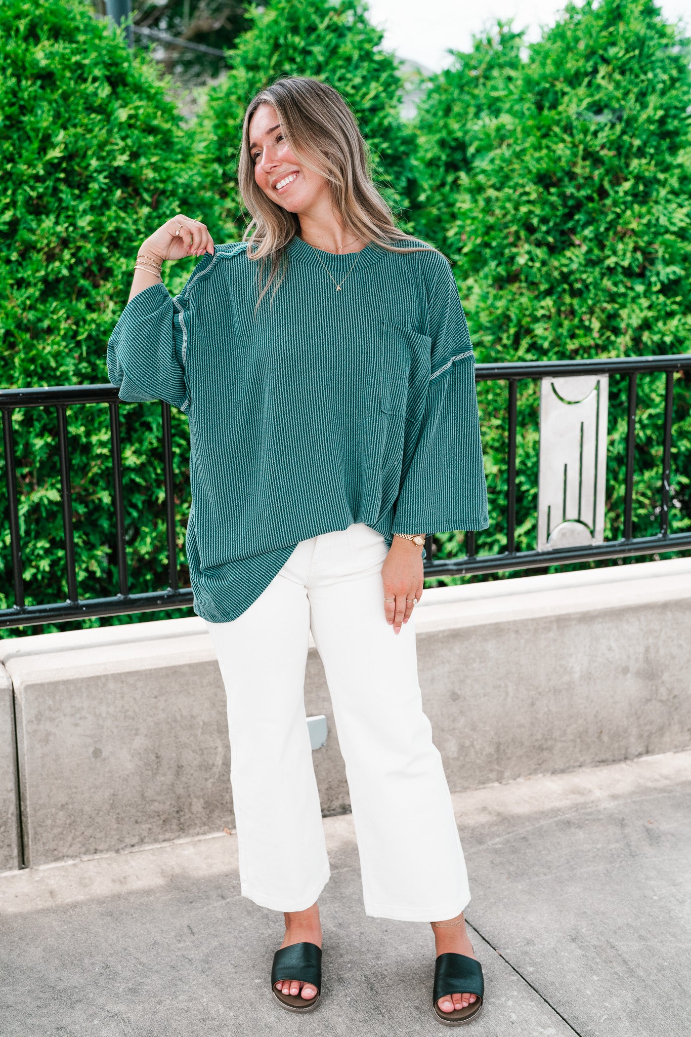 Forever Ideal Ribbed Top - Hunter Green