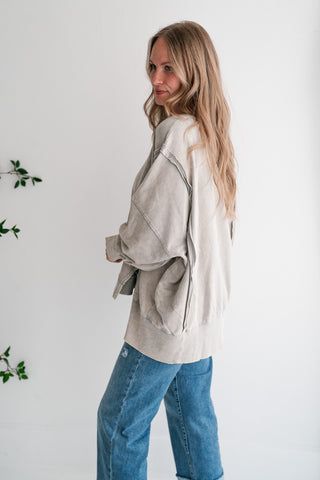 Daydream Oversized Mineral Wash Crewneck - Grey