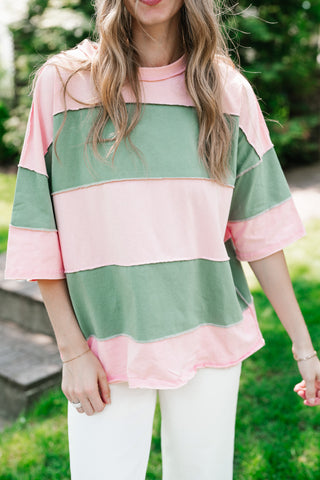 Picnic Ready Stripe Top - Light Sage