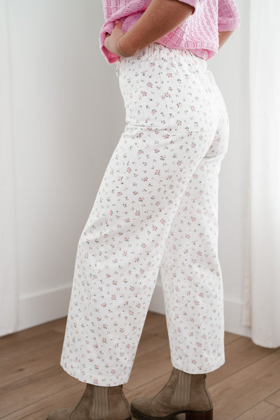 White Meadow Dainty Floral Pants