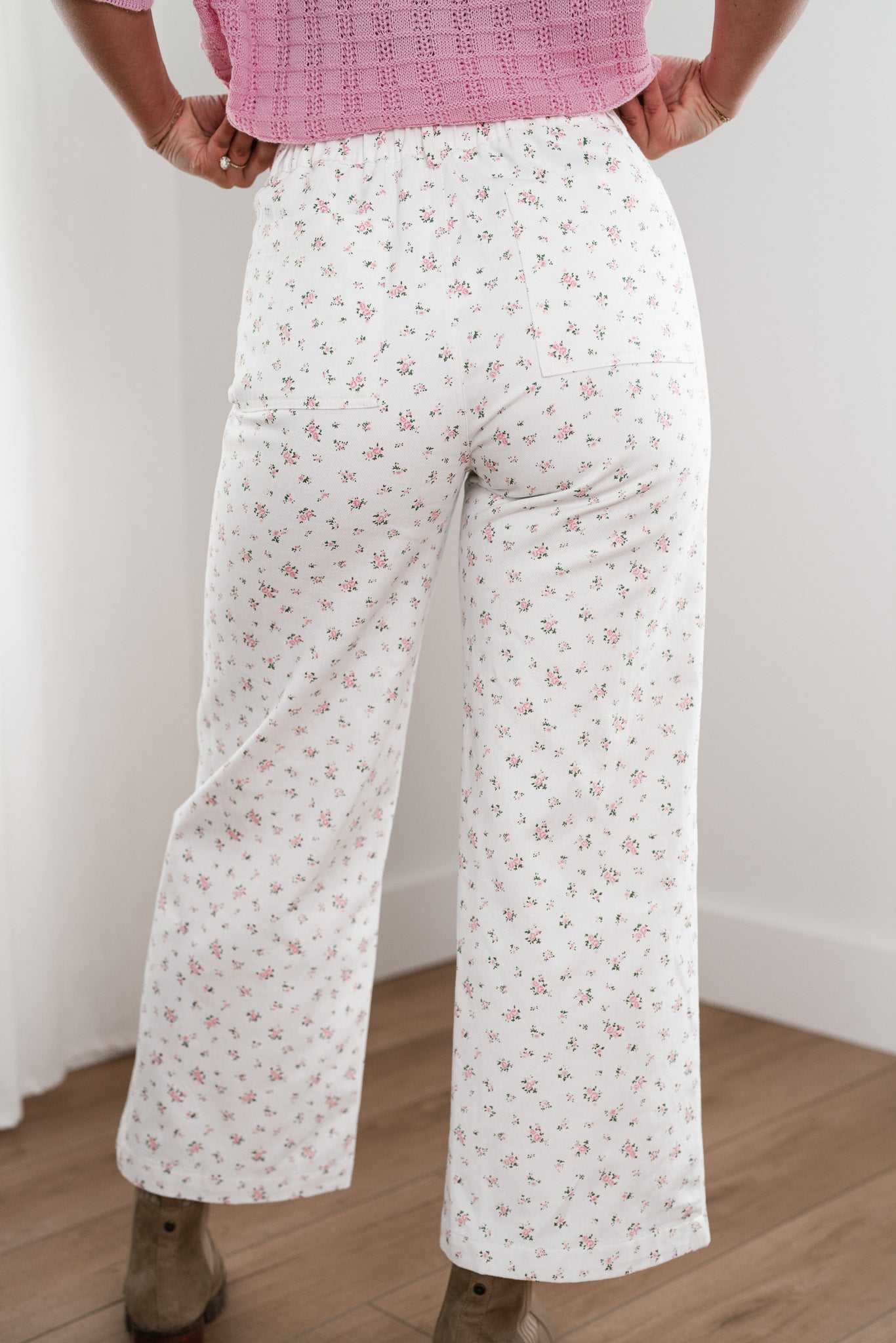 White Meadow Dainty Floral Pants