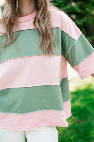 Picnic Ready Stripe Top - Light Sage
