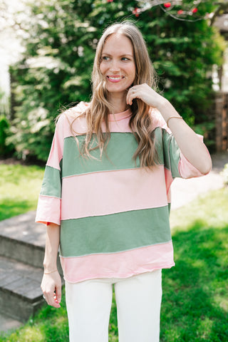 Picnic Ready Stripe Top - Light Sage
