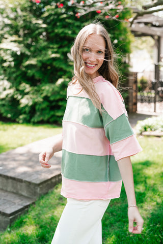 Picnic Ready Stripe Top - Light Sage